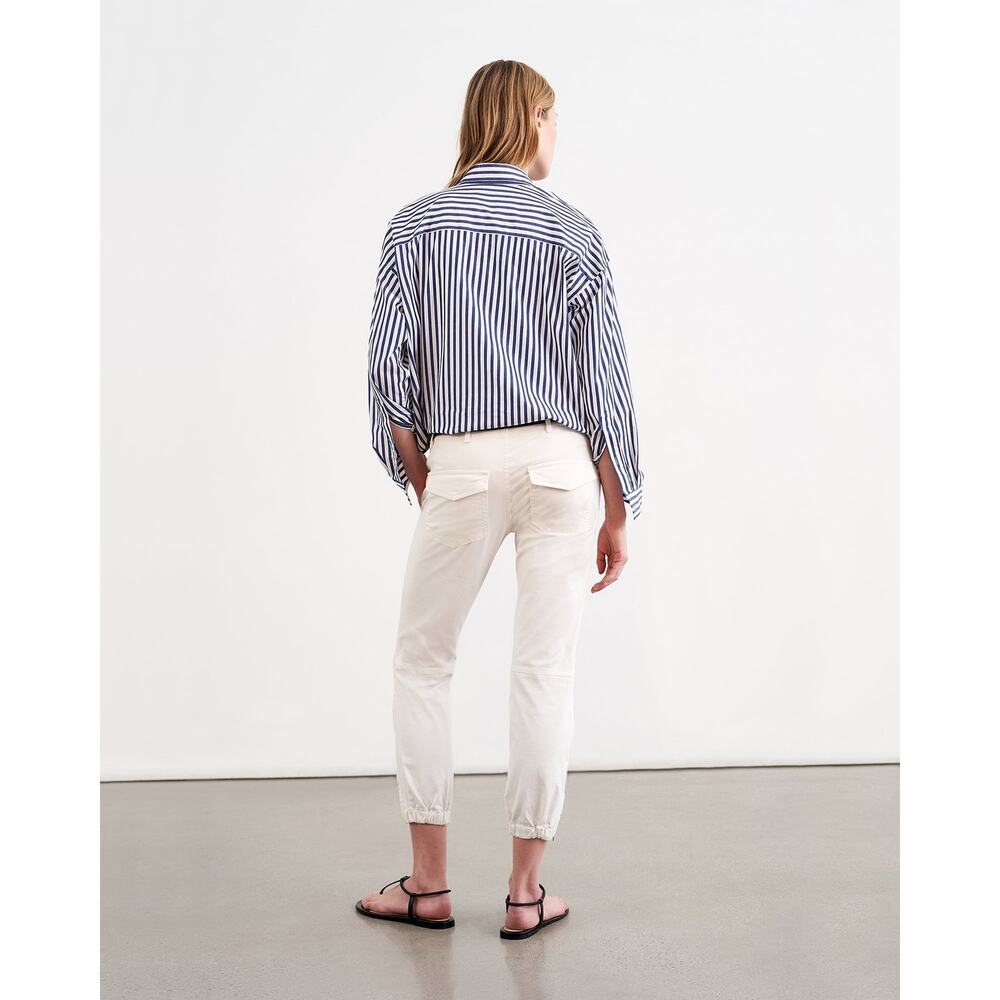 Nili Lotan Cropped Military Pants Eggshell Utility Cotton Stretch Size 6 - Picture 3 of 16